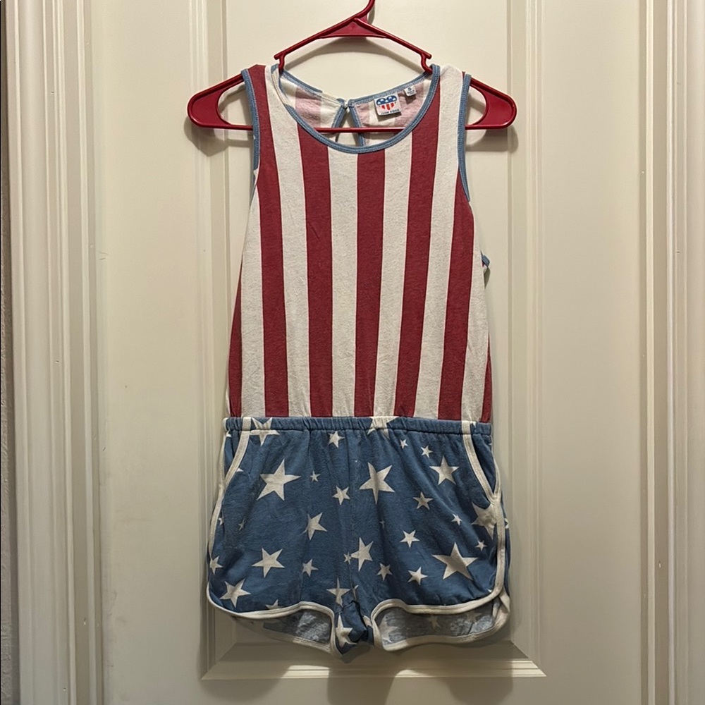 Junk Food Clothing Small Red and White Striped Romper